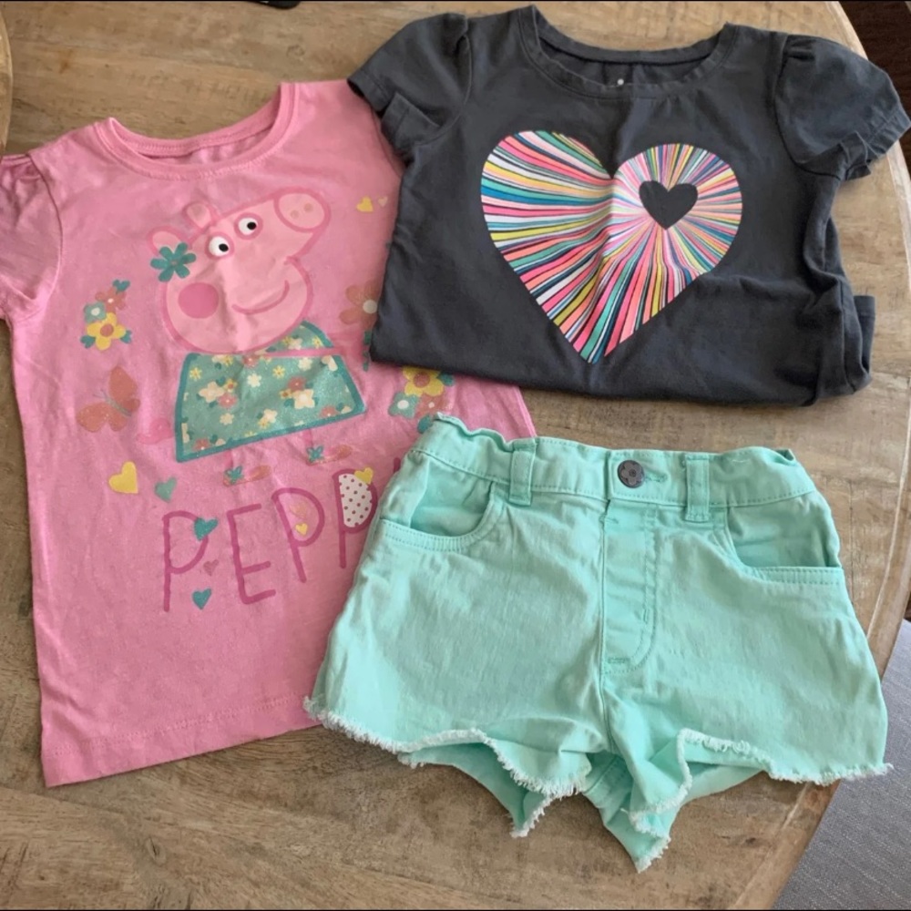 2 T-shirts & 1 pair of shorts